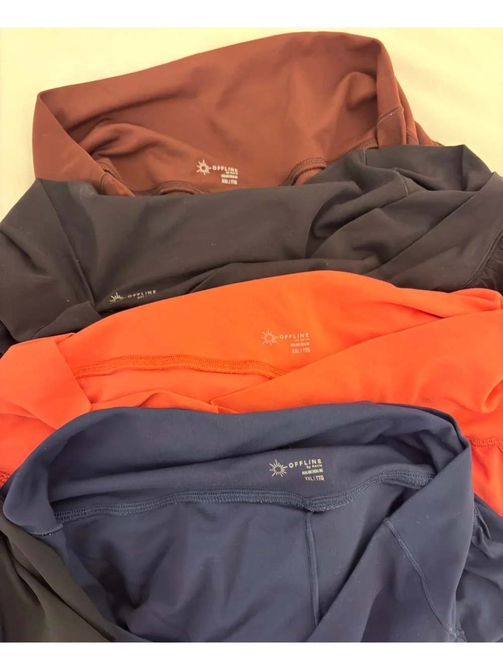 Aerie Offline Real Me Crossover Shorts, Lot of 5 Pair XXL & XL Brown Black Navy - Picture 10 of 11